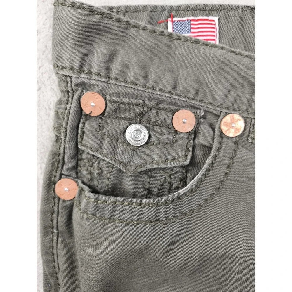 True Religion Johnny Super‎ T Jeans Olive Green Size 40 Y2K Flap Pocket